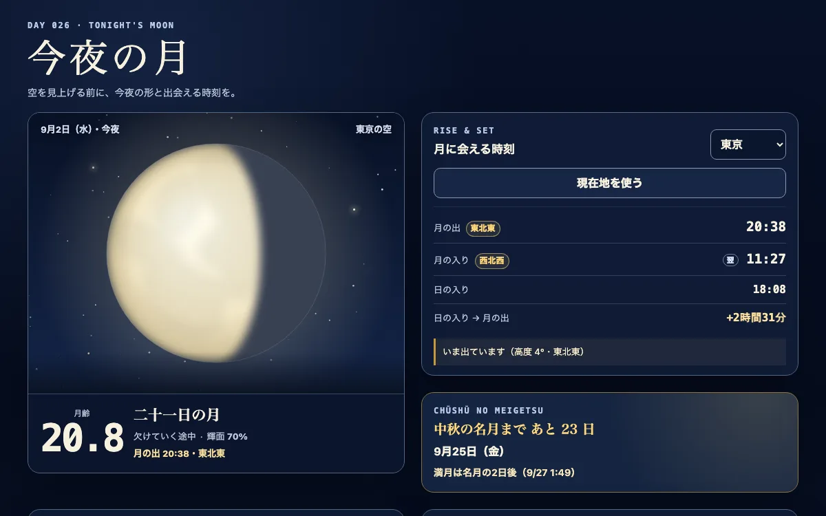 今夜の月の画面