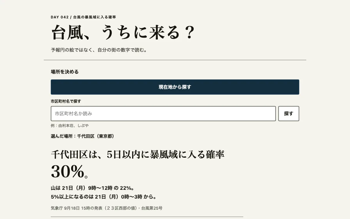 台風、うちに来る？の画面